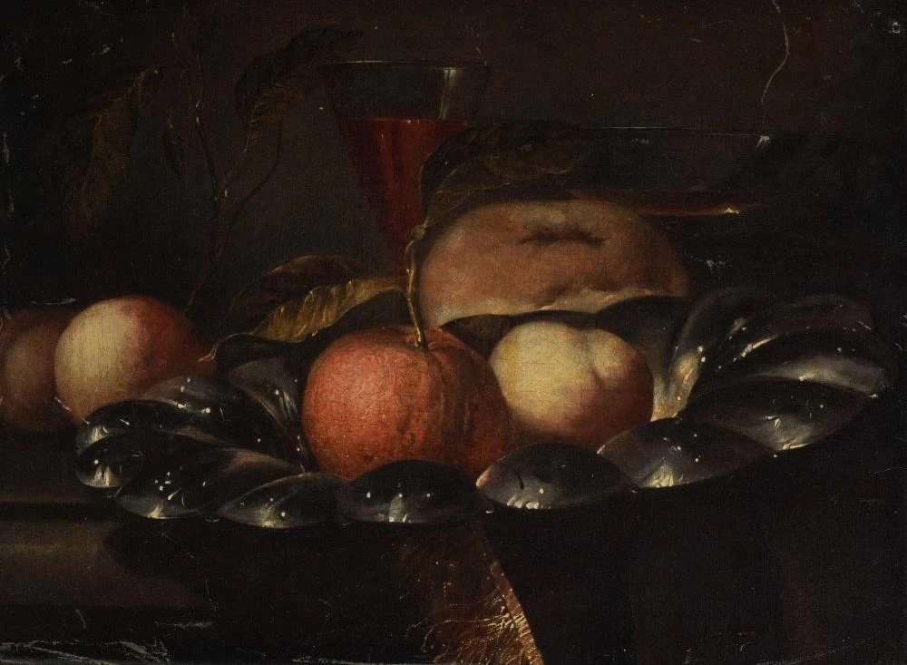 Natura morta con frutta e cesto - attribuito